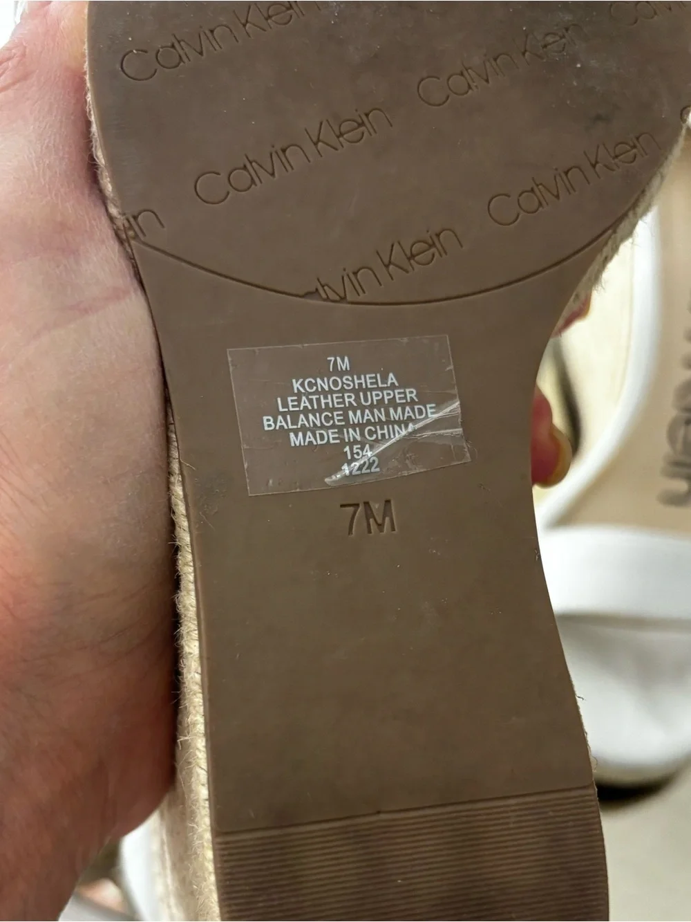 Calvin Klein Noshela white Wedge Sandals,Sz 7